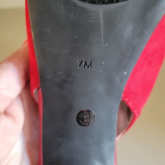 Worthington Womens Hidden Platform Red Suede Peep-Toe Slingback Heels- 7M - Picture 7 of 7